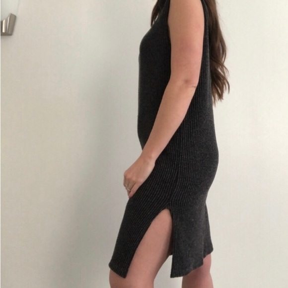 Gray Sleeveless Sweater Turtleneck Dress - Picture 2 of 4